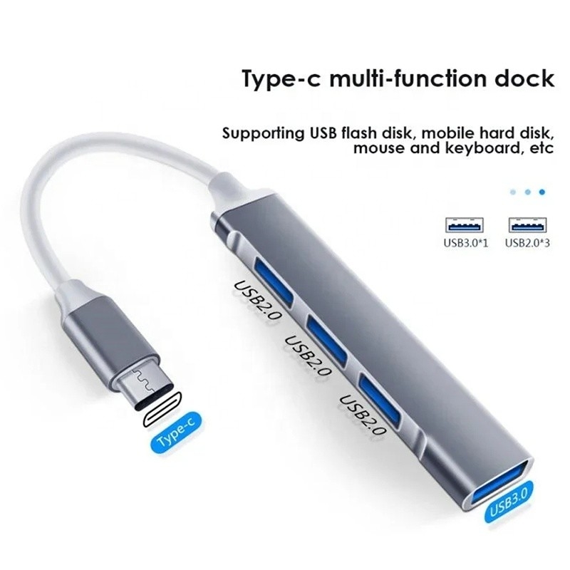 알루미늄 4 포트 USB C 타입-C 대 USB 3.0 2.0 데이터 허브 고속 데이터 전송