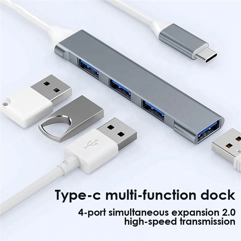 알루미늄 4 포트 USB C 타입-C 대 USB 3.0 2.0 데이터 허브 고속 데이터 전송