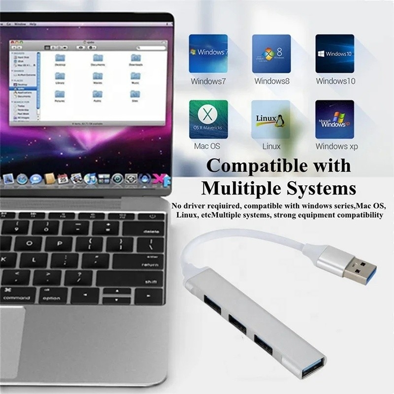 알루미늄 4 포트 USB C 타입-C 대 USB 3.0 2.0 데이터 허브 고속 데이터 전송