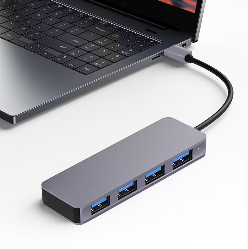 고속 4 포트 USB 3.0 HUB 5Gbps PC Mac 노트북에 대한 전원 어댑터와 함께 USB C 휴대용