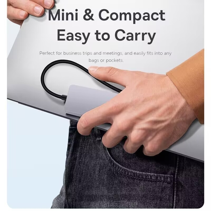 고속 4 포트 USB 3.0 HUB 5Gbps PC Mac 노트북에 대한 전원 어댑터와 함께 USB C 휴대용