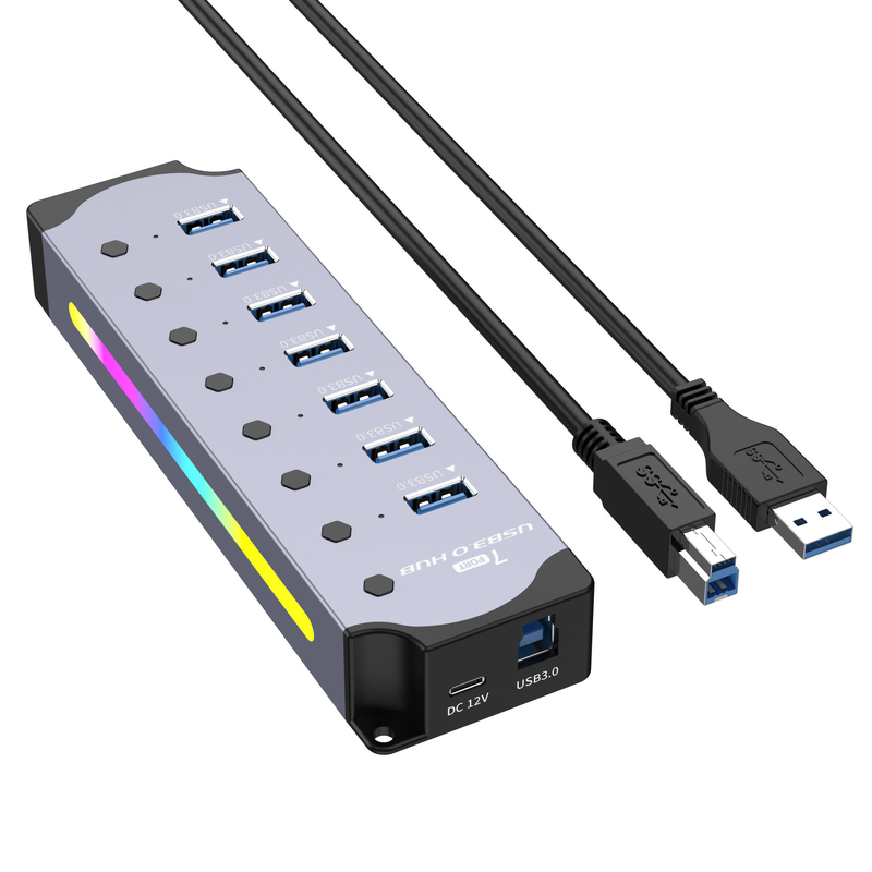 사용자 지정 로고 7 포트 및 알루미늄 합금 디자인으로 용납 속도 USB 3.0 허브
