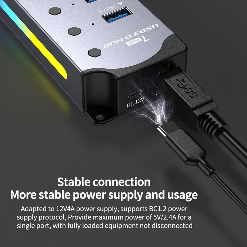 사용자 지정 로고 7 포트 및 알루미늄 합금 디자인으로 용납 속도 USB 3.0 허브