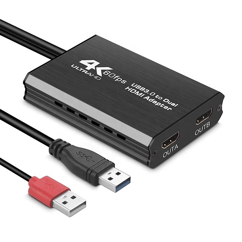 비 보호 USB 3.0 듀얼 HDMI x2 출력 오디오 변환기 노트북 모니터 변환기
