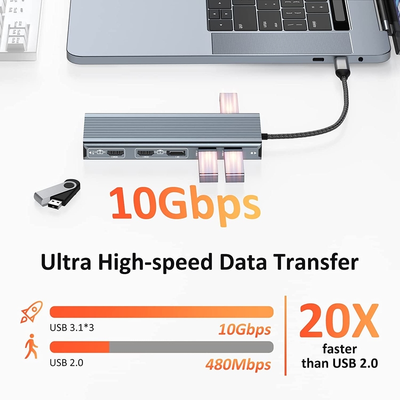 향상된 연결 12 In 1 USB C 타입 C 허브 듀얼 HDMI와 멀티 포트 도크 스테이션