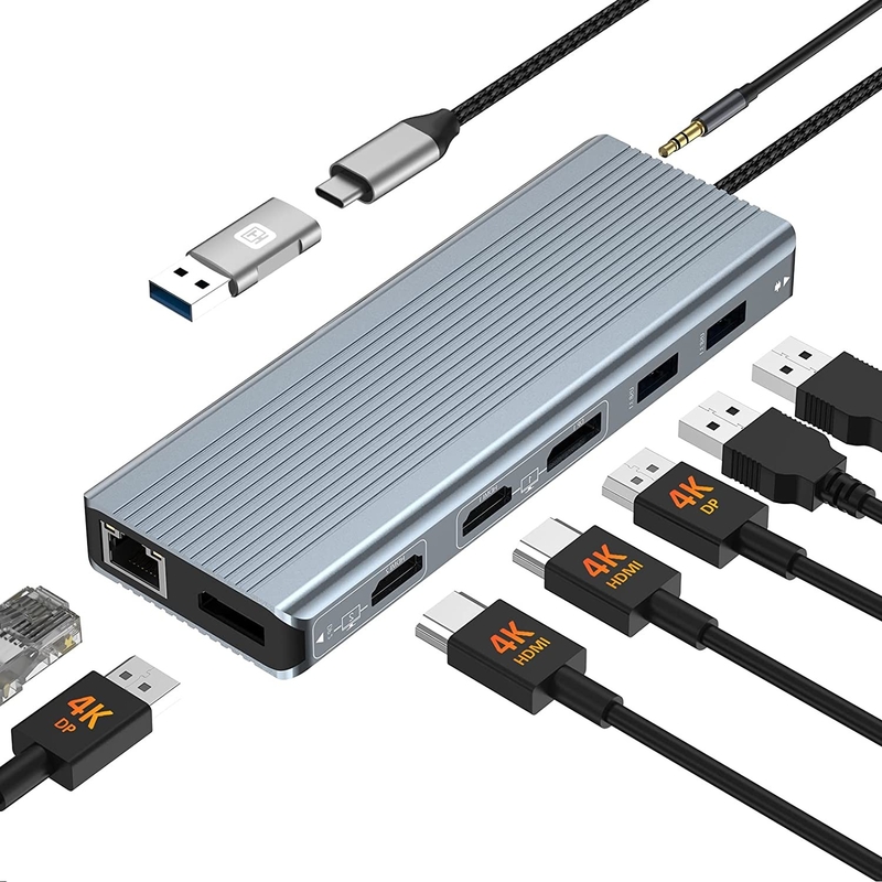 향상된 연결 12 In 1 USB C 타입 C 허브 듀얼 HDMI와 멀티 포트 도크 스테이션