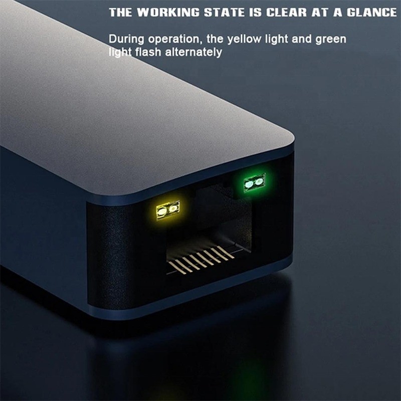 2in1 알루미늄 USB 3.0 타입 C 이더넷 어댑터 빠르고 안정적인 네트워크 연결
