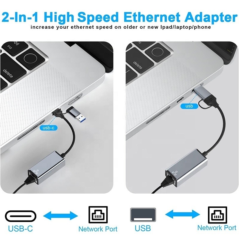 USB C 타입-C에서 RJ45 이더넷 gigabit LAN 어댑터