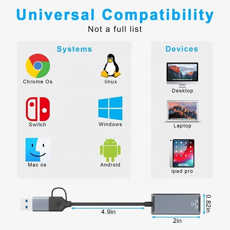 USB C 타입-C에서 RJ45 이더넷 gigabit LAN 어댑터