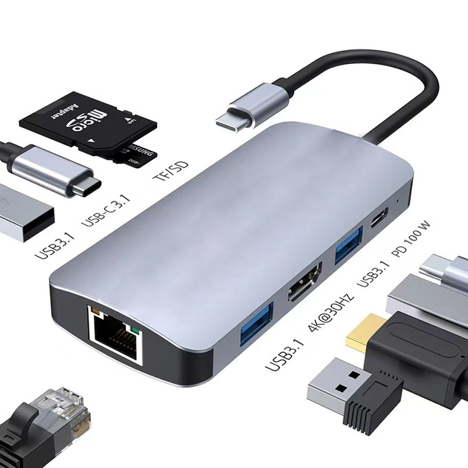 4K HDMI USB 3.1 멀티 포트 도킹 스테이션 어댑터와 함께 9 In 1 USB-C 허브 맥 노트북