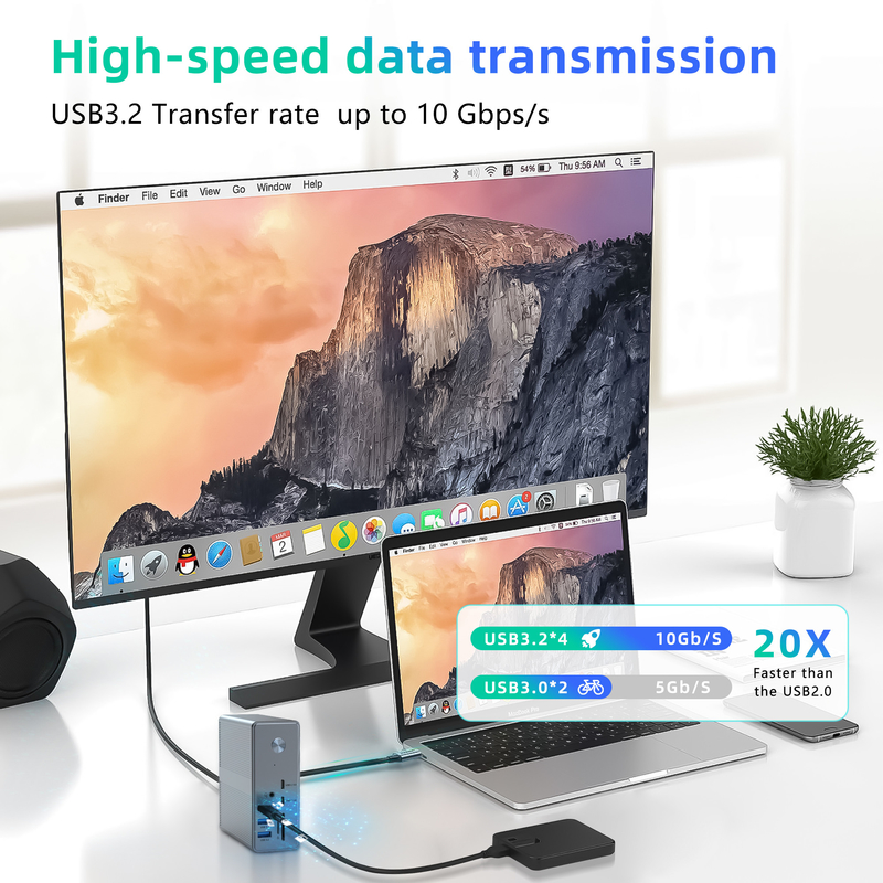 멀티 디스플레이 지원 USB-C 도킹 스테이션 및 디스플레이링크 IC 8K HDMI 포트로 업무 효율을 혁신