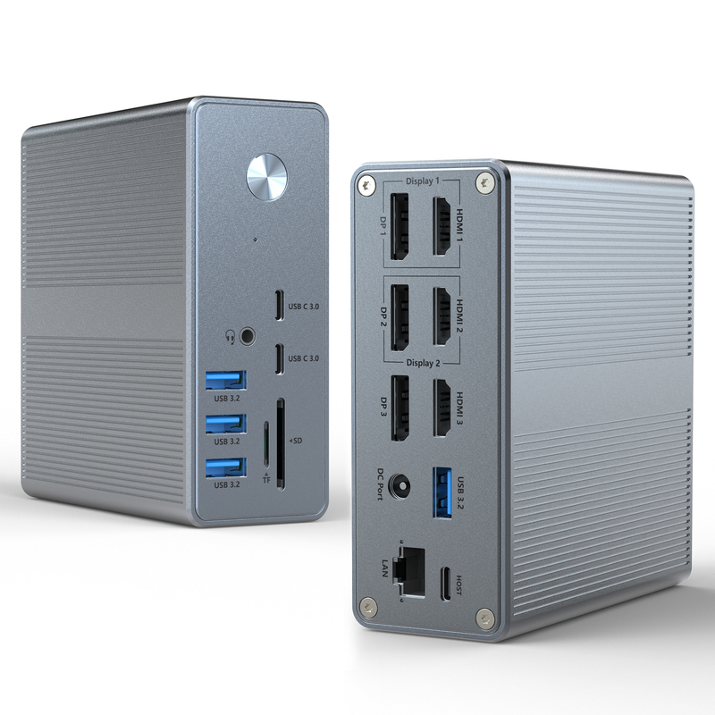 알루미늄 합금 및 ABS 재료 USB C 도킹 스테이션과 SD / TF 카드 리더 플러그 앤 플레이 연결