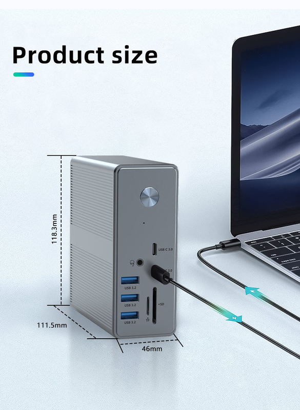 USB A 포트 냉각 및 환기 및 열 분산과 함께 다기능 도킹 스테이션 성능