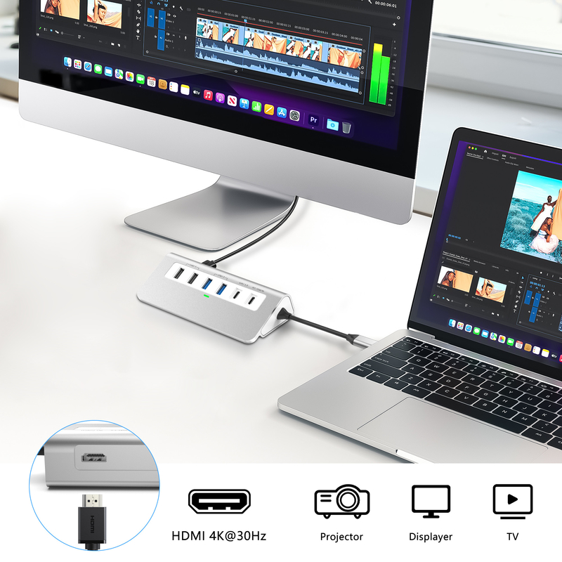 추가 기능 사용자 설명서와 컴팩트 디자인 포함 된 9 in 1 USB-C 도킹 스테이션