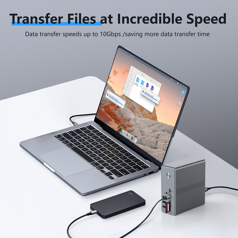 디스플레이 링크 확장 모드와 함께 18 in 1 USB-C 도킹 스테이션 고해상도 최대 4K