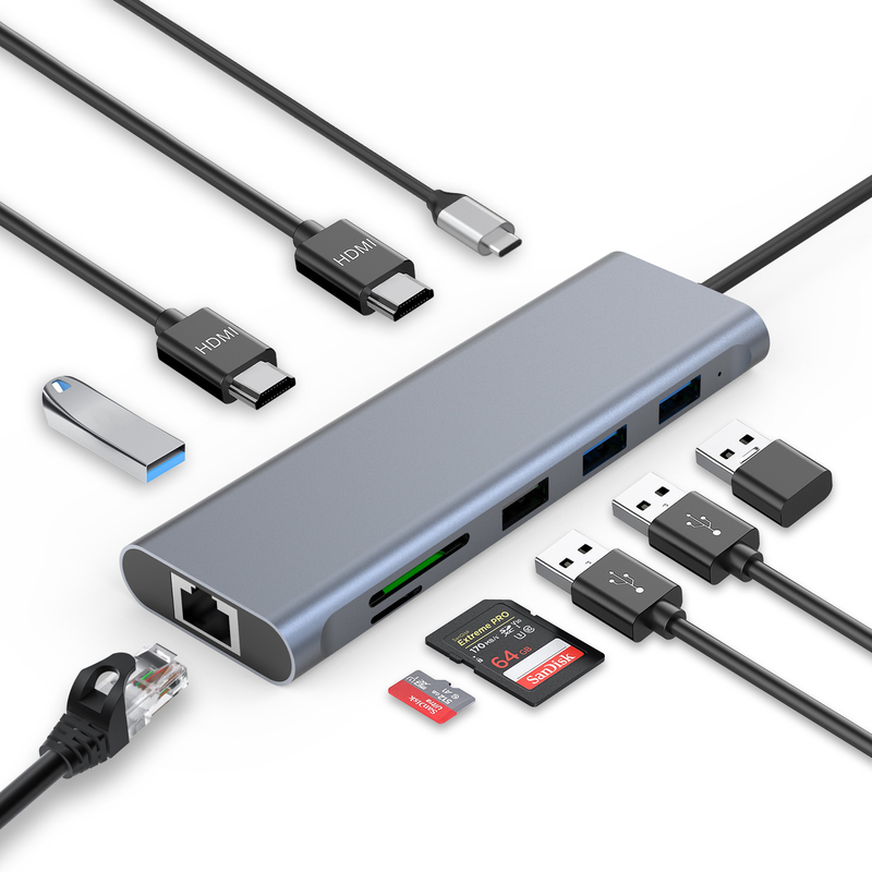 USB 3.0 포트 및 RU6A-H2를 갖춘 USB 타입 C USB 멀티 포트 허브 USB 타입 C 어댑터