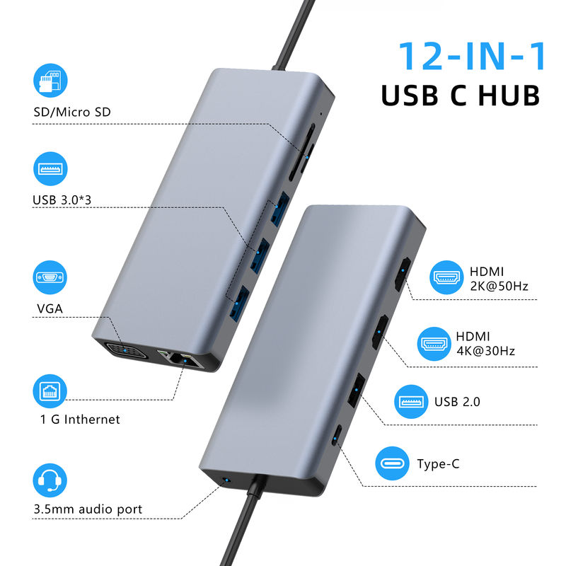 USB-C 도킹 스테이션: USB 3.1 인터페이스 유형과 Type C 포트 연결성의 완벽한 조합