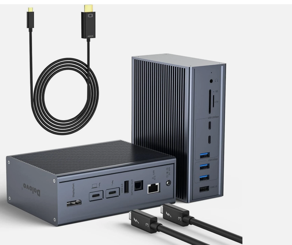 16인1 썬더볼트 3 도킹 스테이션 40Gbps 속도 DP1.4 출력 및 65W PD 충전