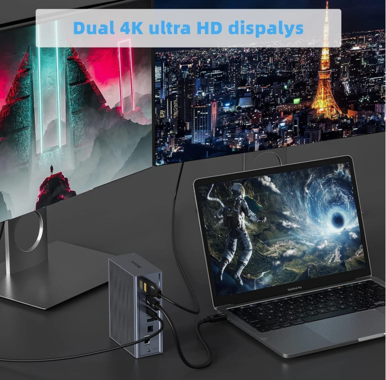 16인1 썬더볼트 3 도킹 스테이션 40Gbps 속도 DP1.4 출력 및 65W PD 충전