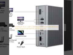 맥북 노트북용 HDMI 4K 비디오 출력 VGA 포트를 갖춘 알루미늄 16 in 1 USB-C 도킹 스테이션 허브